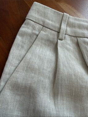 Banana Republic Cream Straight-Leg Linen-Blend Pants - 100% Linen - Size 12 Talk